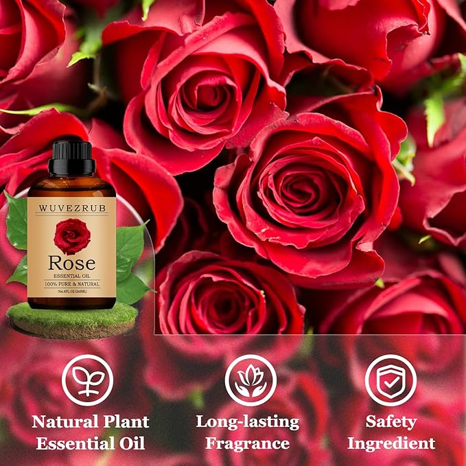 Rose Essential Oils 240ML, Pure Rose Essential Oil for Aromatherapy Diffuser - 8 Fl Oz