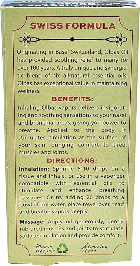 Olbas Oil Aromatherapy Inhalant and Aromatic Massage Oil, 1.65 Fl Oz