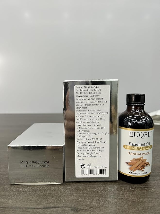 Sandalwood Essential Oil(4 oz/118 ml) Sandalwood Oil Oil with Glass Dropper, Great for Diffusers, Soap & Candle Making