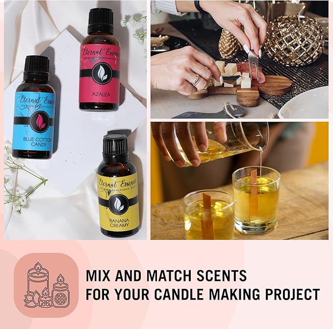 Eternal Essence Oils Flavor Shop Set of 6 Premium Fragrance Oils - Includes Fruity Pebbles Type, Gummy Bear, Strawberry Frappuccino, Cotton Candy, Glazed Donut, and Pink Sugar Scented Oils - 10ML