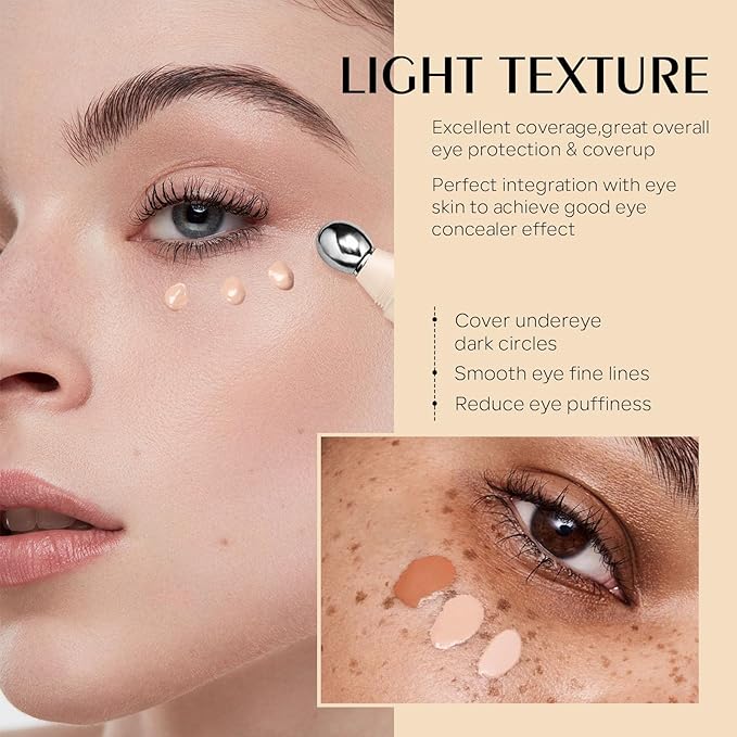 Mineral Sunscreen Eye Cream, 3-in-1 Anti-Aging Sunscreen Under Eye Treatment Cream, SPF 35, Mineral Concealer for Smooth Eyelines Cover Dark Circles, 01