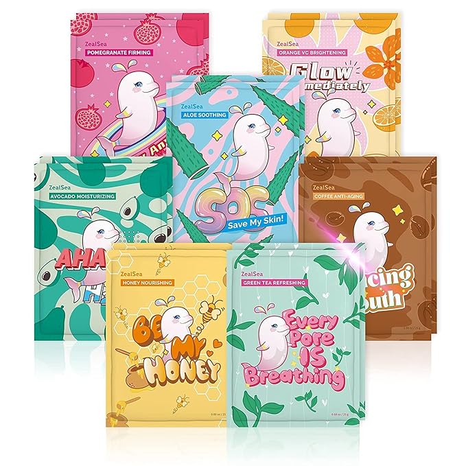 ZealSea Face Masks Skincare, Facial Masks for Women Skin Care, Sheet Masks Beauty with Natural Ingredients, Birthday Party Spa Gift for Kids Teens Girls, Hydrate and Soothe for All Skin Types 14 Pack