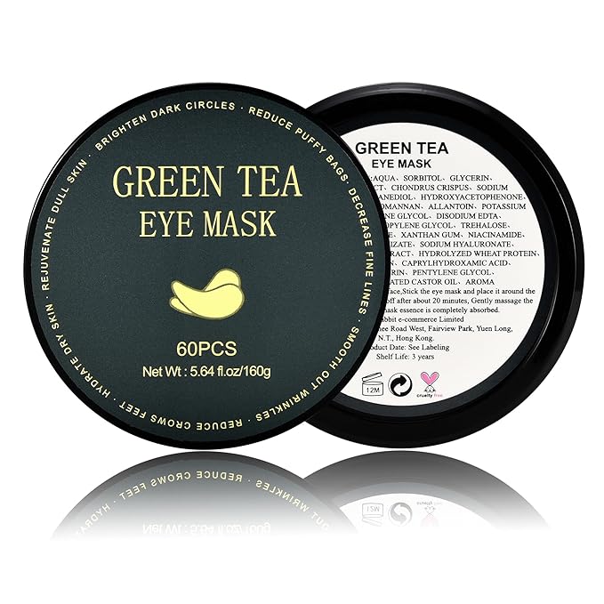 Under Eye Patches, Green Tea, 30 Pairs, Skin Treatment Masks for Dark Circles, Puffiness, Wrinkle, Hydrating Eye Mask, Anti-Ageing, Collagen, Plant Extract