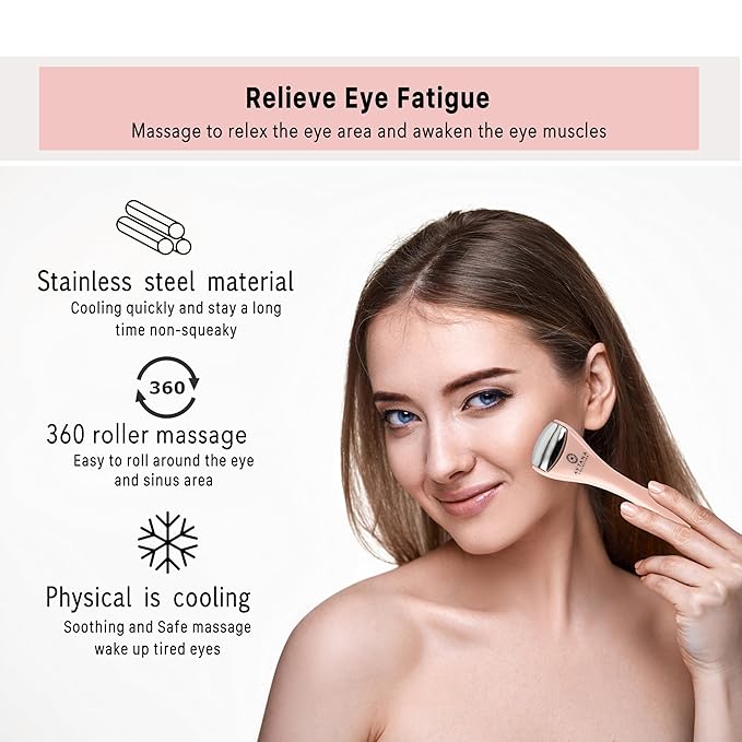 AYTANA Mini Cooling Face and Ice Roller Set with Pouch - Soothing Rollers for Puffy Eyes and Facial Massage | Pink Facial Tools for Skin Care | Relaxing Ice Rollers (Blush)