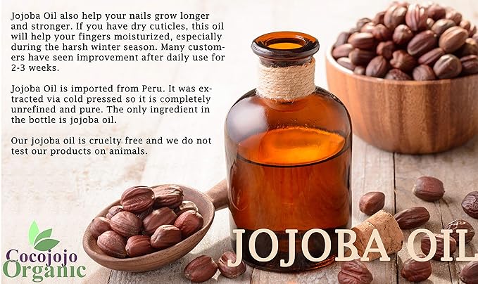 Cocojojo Jojoba Oil Organic, Jojoba Oil for Hair Growth, Jojoba Oil for Skin, Jojoba Oil for Face, 100% Pure Natural, Cold Pressed, Deep Moisturizing Anti-Aging, Essential Oils -128 Fl Oz
