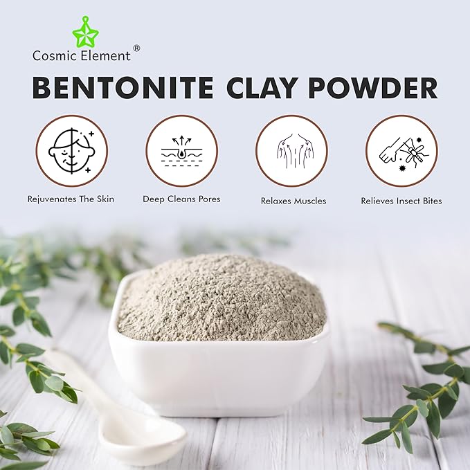 100% Pure Calcium Bentonite Clay Powder | Skin Care Detox - Deep Pore Cleansing Face & Body 4 oz & Aloe Vera Powder - Hydrating After Sun Care | for Face, Body, Skin & Hair care -4oz