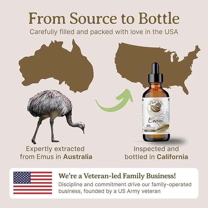 Bella Terra Oils - Emu Oil 4oz - The Ultimate Australian Emu Elixir, Packed with Essential Fatty Acids and Vitamins, Timeless Beauty's Secret Ingredient