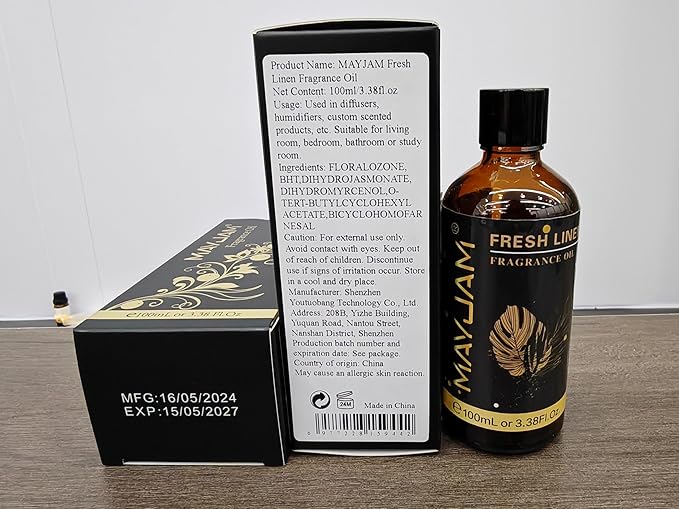 Fresh Linen Fragrance Oils Essential Oil - Fresh Linen Oil for Diffusers, 3.38FL.OZ/100ML Large Volume Fragrance Oil with Premium Glass Dropper
