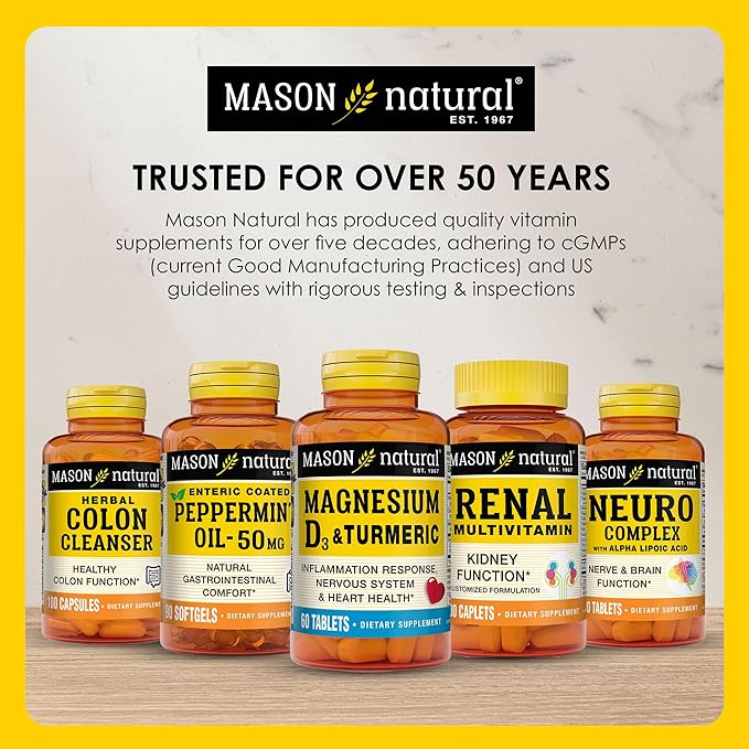 MASON NATURAL Body, Hair, Skin & Nails, with Vitamins A, C, E & Biotin, Supports Healthy Hair, Skin & Nails, 60 Capsules