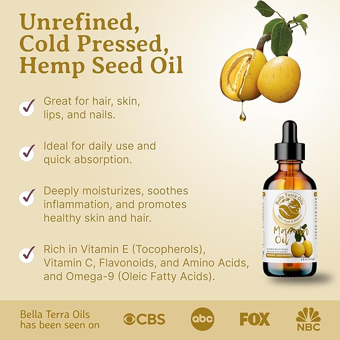 Bella Terra Oils - Marula Oil for Face 8 oz - Cold-Pressed Essence, A Symphony of Essential Fatty Acids, for an Enriched Skin Experience