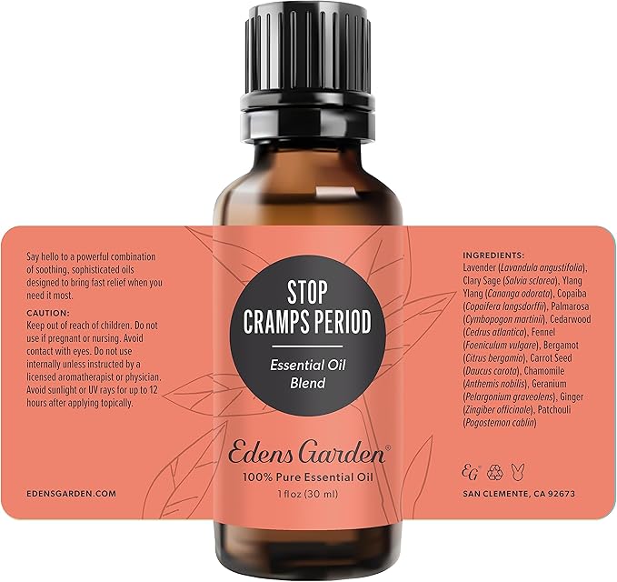 Edens Garden Stop Cramps Period Essential Oil Blend- 100% Pure Premium Grade, Undiluted, Natural, Therapeutic, Aromatherapy, The Best for Skin, Humidifiers, Hair 30 ml (1 fl oz)
