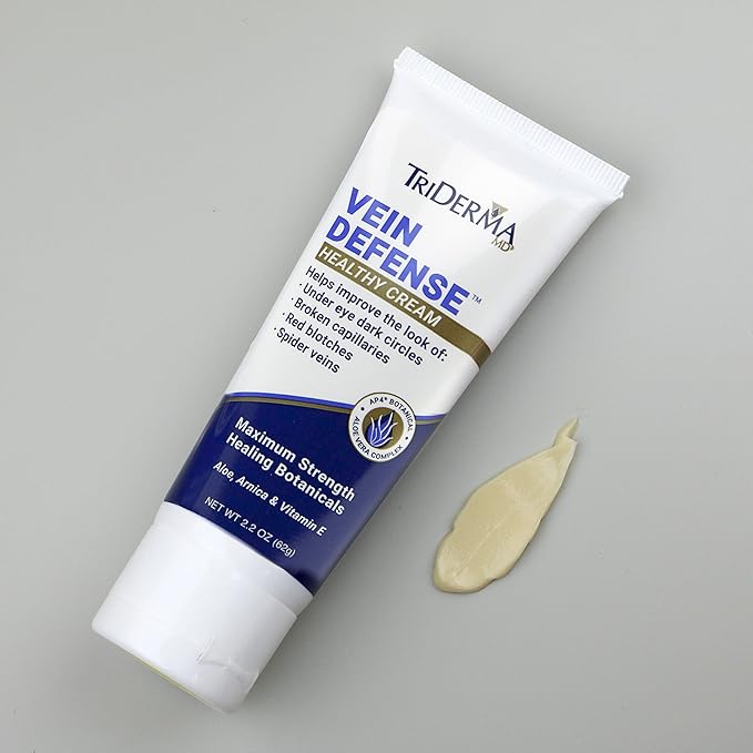 TriDerma Vein Defense Healthy Cream 2.2 Ounces Helps Improve the look of Spider Veins and Under Eye Dark Circles
