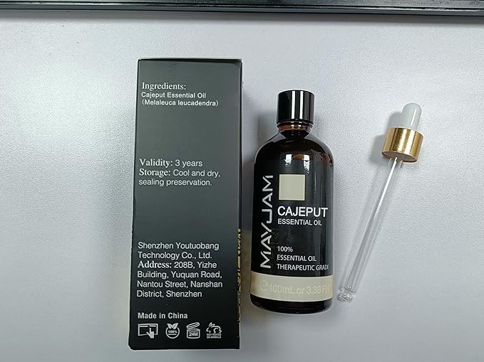 Cajeput Essential Oil, 3.38FL.OZ Pure Essential Oils with Glass Dropper, Large Volume Cajeput Oil, Perfect for Massage, DIY Candle and Soap Making(100ML)
