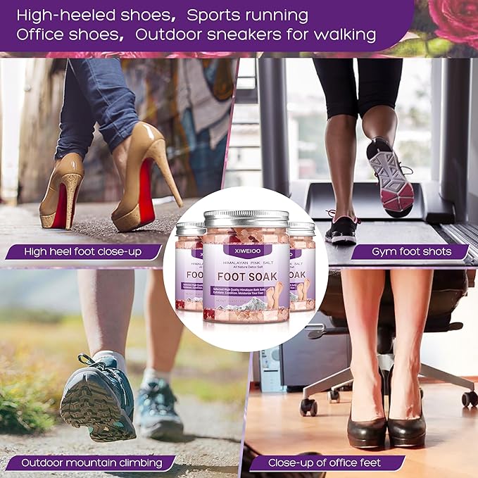 Foot Soak Kit Pack of 3 Natural Epsom Salt Rose- Essential spa Itching,Foot Bath Salt Tea Tree Oil Soak Care Pedicure Feet spa Message Tea Tree Oil