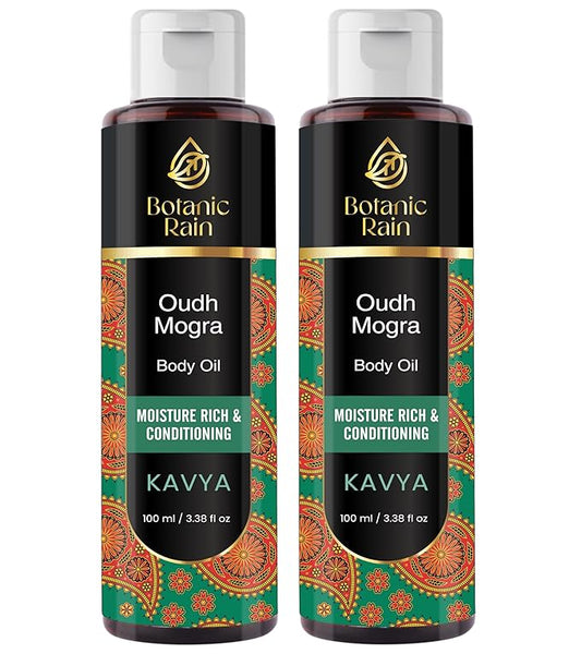 Ayurveda Body Oil With Oudh & Mogra, Organic Body Oil After Shower, Moisturizing & Hydrating Natural Body Oils For Women And Men (Pack of 2, Oudh Mogra)