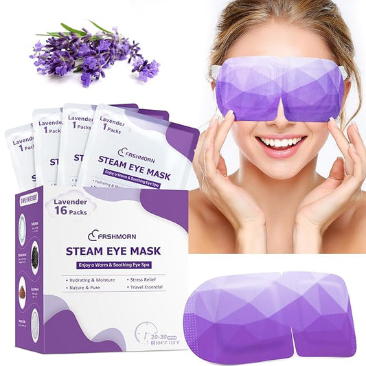 16 Packs Steam Eye Mask, Heated Eye Mask for Sleeping, Warm Compress for Eyes, Self Heating Disposal Eye Mask Comfortable Sleep Mask for Home, Office, Spa, Travel Essentials (Lavender)