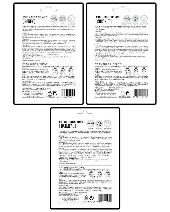 DERMAL Superfood Daily Fresh Care Assorted Sheet Mask Mega 10 Pack- Facial Sheet Mask for Glowing Refreshing Skin - Moisturizing Sheet Masks for All Skin Types' Face Enriched with Natural Ingredients