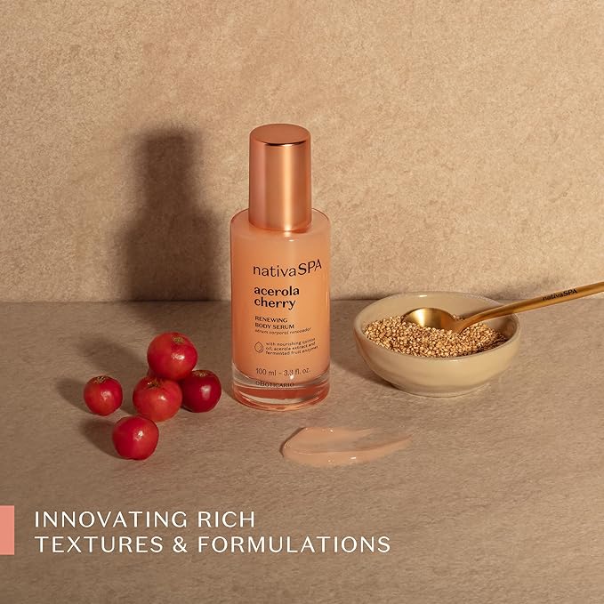 NATIVA SPA O BOTICÁRIO, Acerola Cherry Renewing Body Serum, Lightweight Hydration for Luminous Skin, 3.38 Ounce (100 ml)