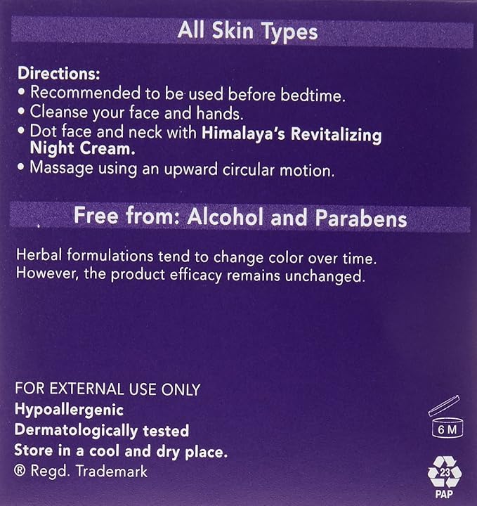 Himalaya Revitalizing Night Cream for Damaged and Aging Skin, Daily Deep Moisturizing Overnight Repair Treatment, For All Skin Types, 1.69 Oz (50Ml)