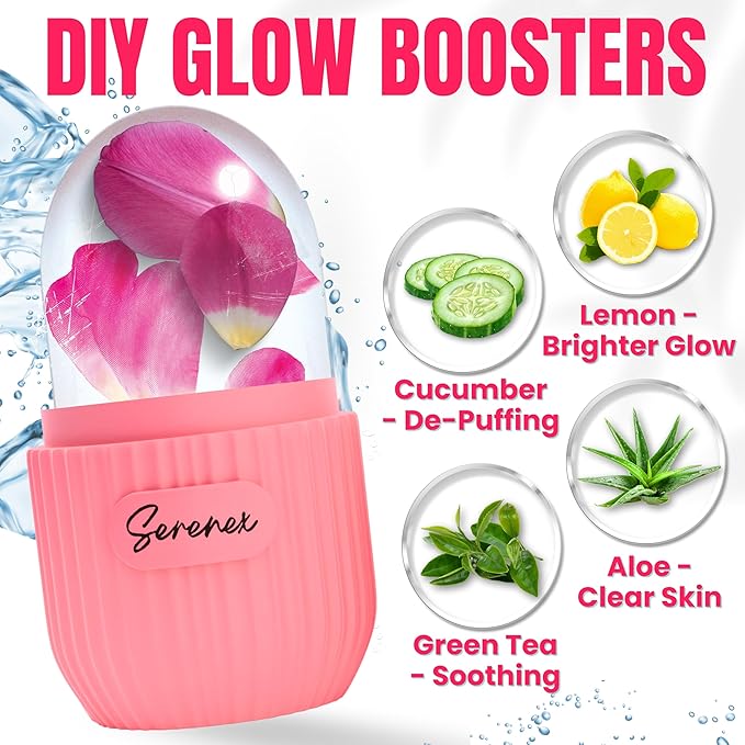 Ice Cube Roller for Face, Eyes & Neck β Silicone Ice Face Roller for Puffiness, Redness, Migraines & Eye Bags β Skin Tightening, Rejuvenation & Cryotherapy Massage Tool for Beauty & Skincare