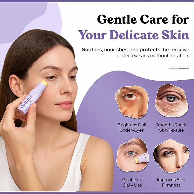 BellaBLISS Collagen Eye Balm Stick for Dark Circles, Puffiness & Wrinkles โ Cooling Under Eye Cream with Collagen, Anti-Aging & Hydrating Formula โ Made in Korea - 0.35 oz / 10 g - Pack of 1