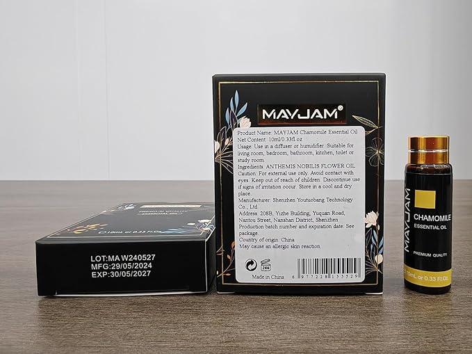 Chamomile Essential Oil, MAYJAM 10ML/0.33FL.OZ Premium Chamomile Oils for Soap Candle Making, Diffuser, Bedroom, Living Room, Office