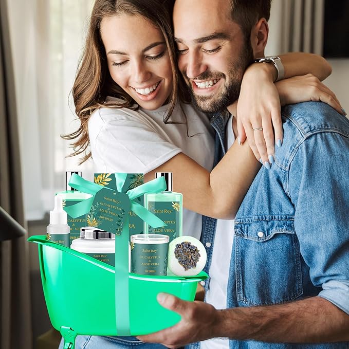 Mother's Day Gift for Mom bath and body Gifts for Her & him Gift Baskets for Women - Saint Roy Eucalyptus & Aloe Vera Scented Birthday Gifts for Women,8 pcs Spa Gift Set, Mother's Father Day