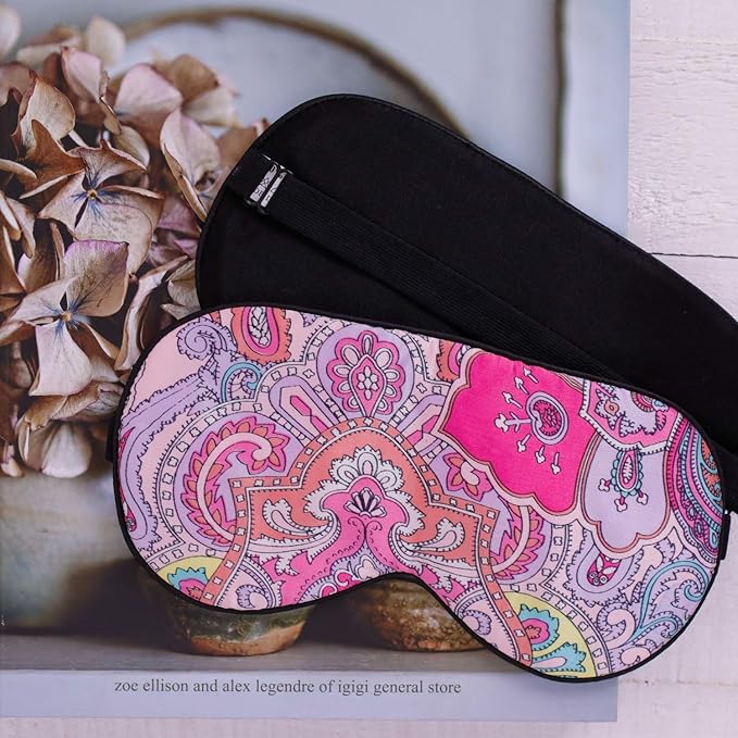 Maxfeel 100% Pure Silk Eye Mask - Sleep Eye Cover in Printed Colors (#12)