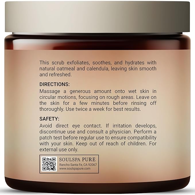 Oatmeal & Calendula Body & Foot Scrub - Soothing & Hydrating Exfoliating Body Scrub for Sensitive and All Skin Types, 10 oz