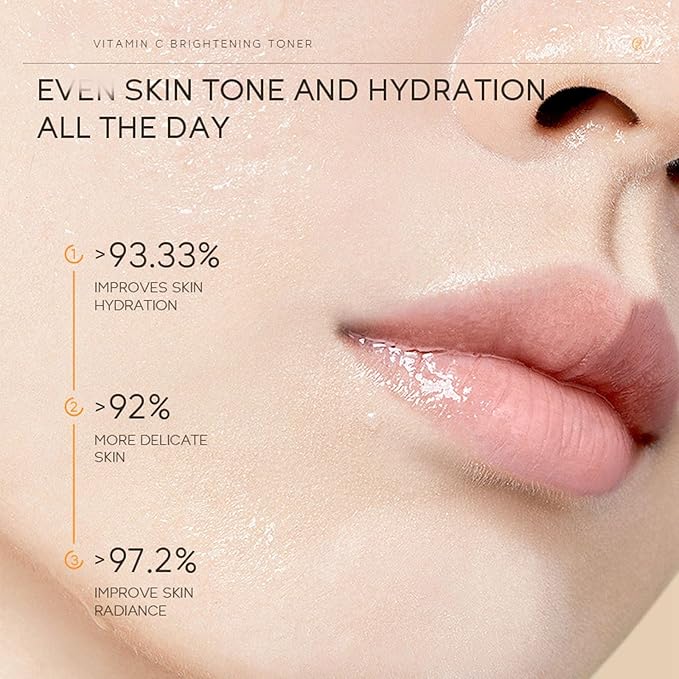 Vitamin C Skincare Set Beauty Gift Sets, Travel Skin Care Coreano Kit - Toner, Serum, Cream, Cleanser & Brush, Guasha Board, Birthday Skin Care Kit For Teens, 6pcs Skin Care Routine Kit For Women