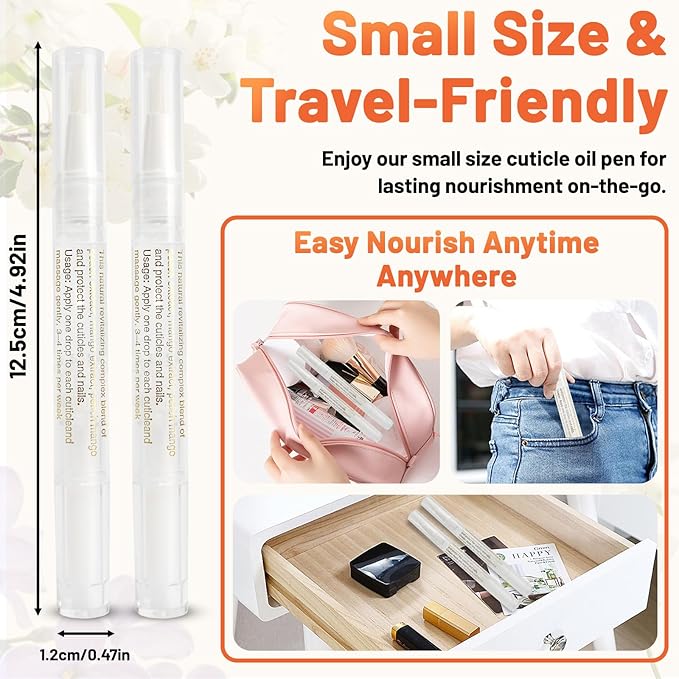 Meschett 2PCS Cuticle Oil Pens for Nail Care,Cuticle Revitalizer Oil Pen with Soft Brush,Cuticle Oil to Prevent Nail Cracking and Dry (Osmanthus flowers & Jasmine Flavor)