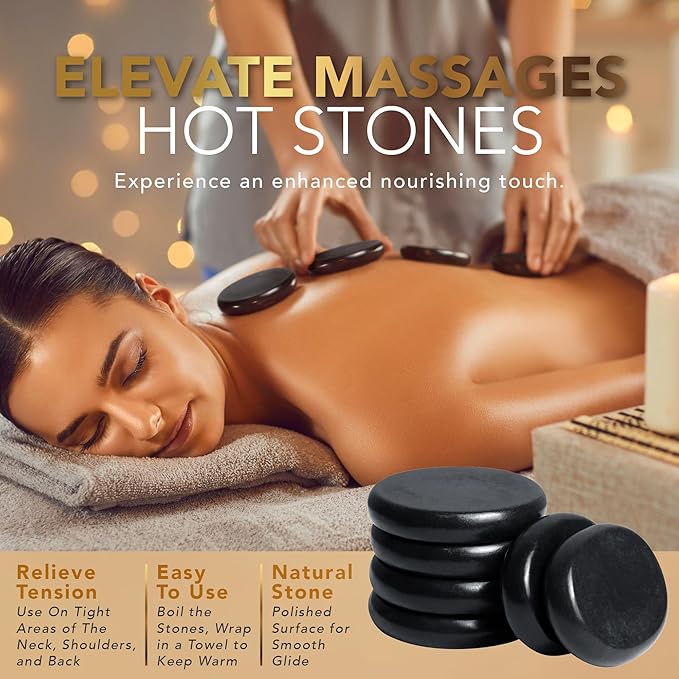 Natural Massage Oil with Hot Stones - No Stain 100% Natural Blend of Spa Quality Oils (Lavender)