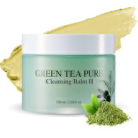YADAH Green Tea Cleansing Balm II (3.38fl oz) - Makeup Remover, Moisturizing, Residue-Free. Korean Skin Care. Vegan, For Sensitive Skin, Botanical oil extract.