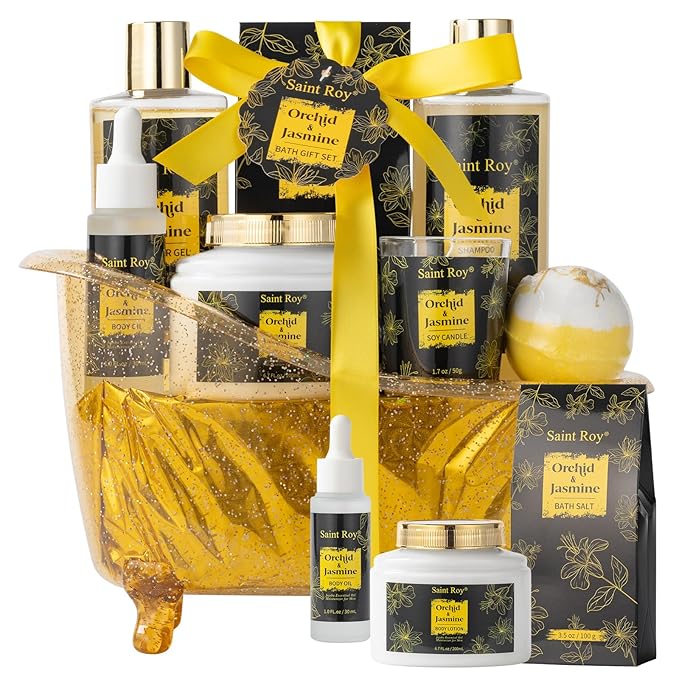 Mother's Day Gift Body & Skin Care Set, Spa Kit, Self-care Gifts, Spa Collection Gift Basket, Orchid Jasmine Bath and Body Gift Pampering Spa Gifts