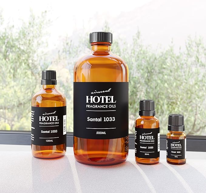 AirScent Santal Diffuser Oil No. 1033 - Santal-33 Inspired Perfume Dupe - Premium Fragrance Oil Blend for Ultrasonic and Waterless Diffusers and Crafting - 120 mL, 4 fl oz Glass Bottle with Dropper