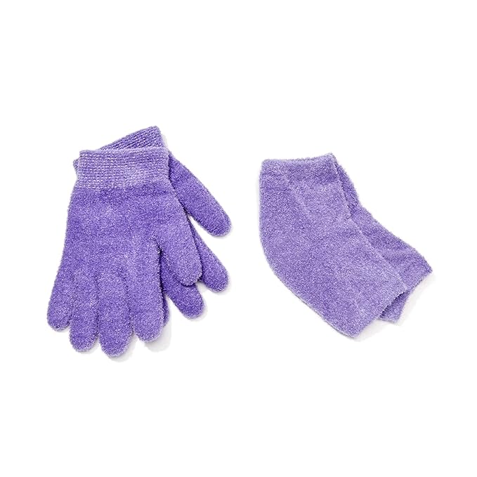 NatraCure Moisturizing Gel Heel Sleeves and Gloves - (for Dry Heels, Cracked Heels, Dry Hands and cuticles, Dry Skin) - Color: Lavender