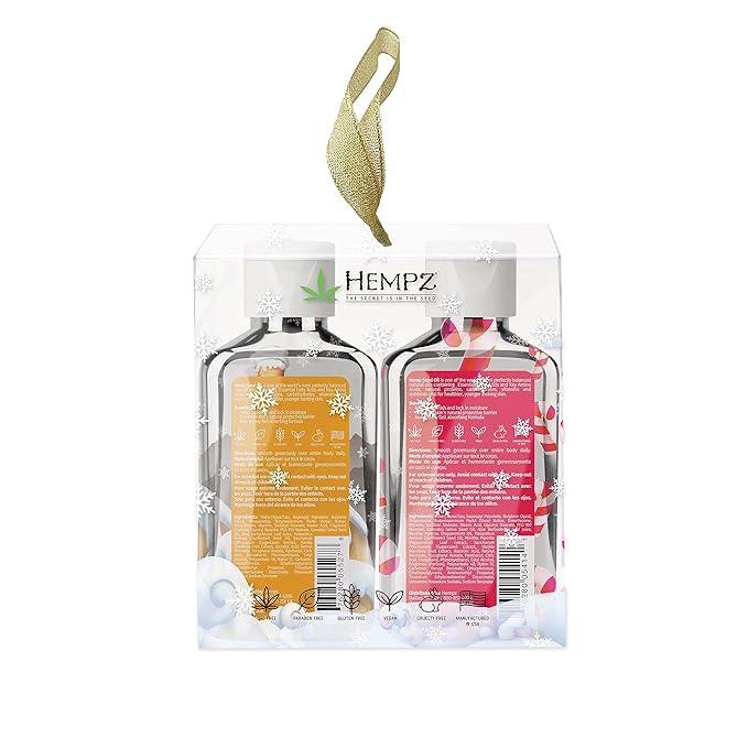 Hempz Sweet Duo Candy Cane Lane (2.25 Oz) & Vanilla Frost Mountain (2.25 Oz) Body Moisturizer Holiday Gift Set - Mini Holiday Scented Travel Cream Skin Care for Women & Men, Made with Shea Butter