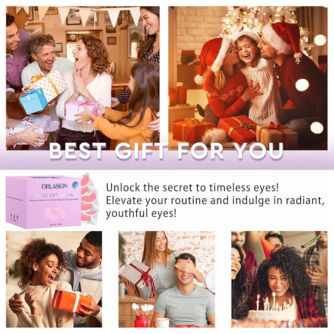 Under Eye Patches,30 Pairs Eye Mask Skin care for Dark Circles, Puffy Eyes, Under eye Bags,Wrinkles,Eye Treatment Skin Care for Men & Women Gift (Rose)