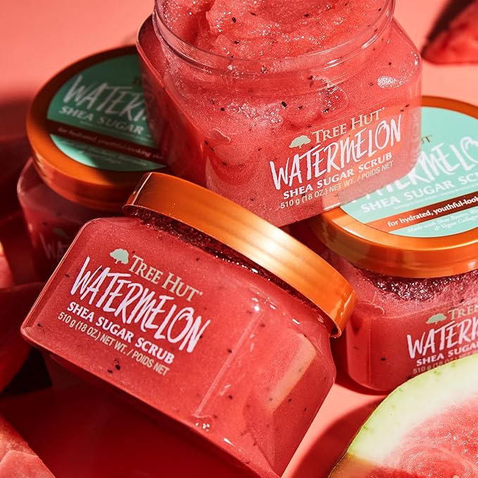Tree Hut Watermelon Shea Sugar Scrub | Exfoliating Body Scrub Removes Dead, Dry Skin for a Soft & Hydrated Feel | Nourishing Essential Body Care | 18 fl oz.