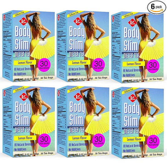 Uncle Lee's Tea Body Slim Tea Dieters Tea, Caffeine Free Chinese Herbal Tea with Senna Leaves and Natural Lemon Zest Flavor Tea Bags (6 Pack - 30 Tea Bags Per Box)