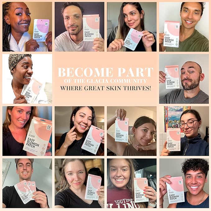 Glacia Pimple Patches 72 Pack of Hydrocolloid Skin Patches for All Skin Types β Gentle and Natural Patches for Clear and Smooth Skin