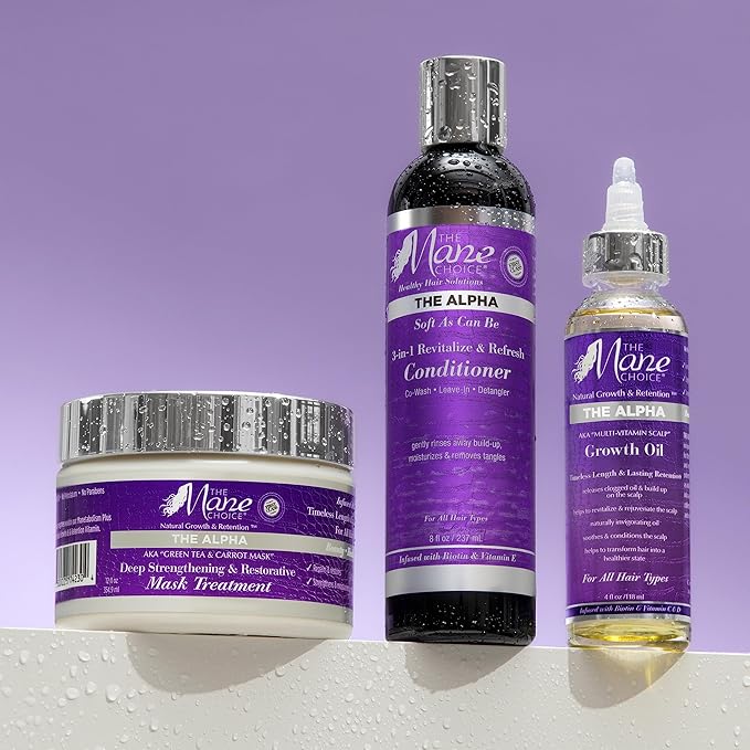 The Mane Choice The Alpha Hair Mask, Green Tea & Carrot Mask Treatment, 12 oz, Deep Moisturizing & Restorative, Anti Frizz, Helps Restore Dry, Damaged Hair, Paraben & Sulfate Free