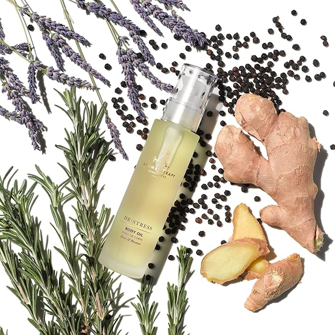 Aromatherapy Associates De-Stress Body Oil Made with Ginger and Rosemary Essential Oils and Arnica Flower Extract (3.4 fl oz)