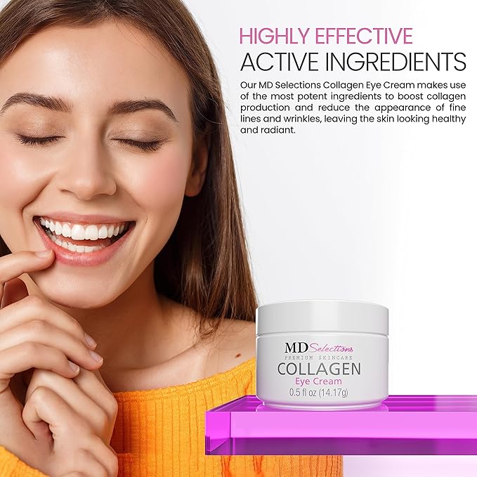 Collagen Eye Cream with Hyaluronic Acid, Under Eye Cream for Puffiness, Under Eye Bags, Hydrating Under Eye Cream, Eye Skin Care, 0.5+0.5 Fl Oz (Pack of 2)