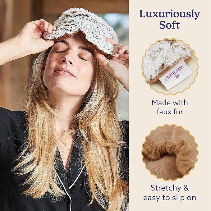 warmies Microwavable Eye Mask for Warmth & Comfort - Heating & Cooling Compress for Calming Relaxation - Weighted & Heated Eye Mask with Scented Lavender for Sleeping - Marshmallow Brown