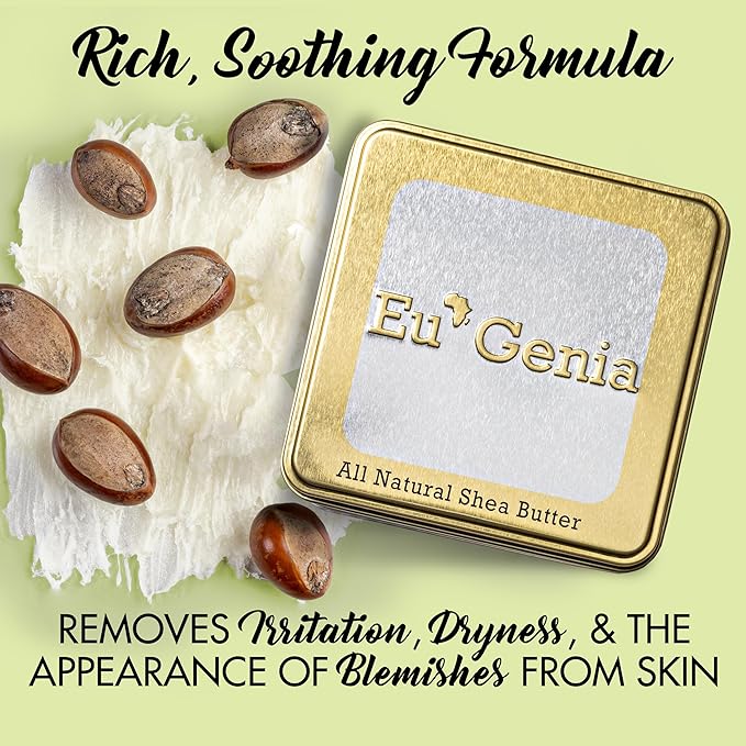 Eu'Genia Extra Strength Shea Butter Gift Set – Tins with Bag Gift Note & Tissue Paper – Intensive Moisturizing & Nourishing Shea Butter (2 Pack, Unscented & Lavender)