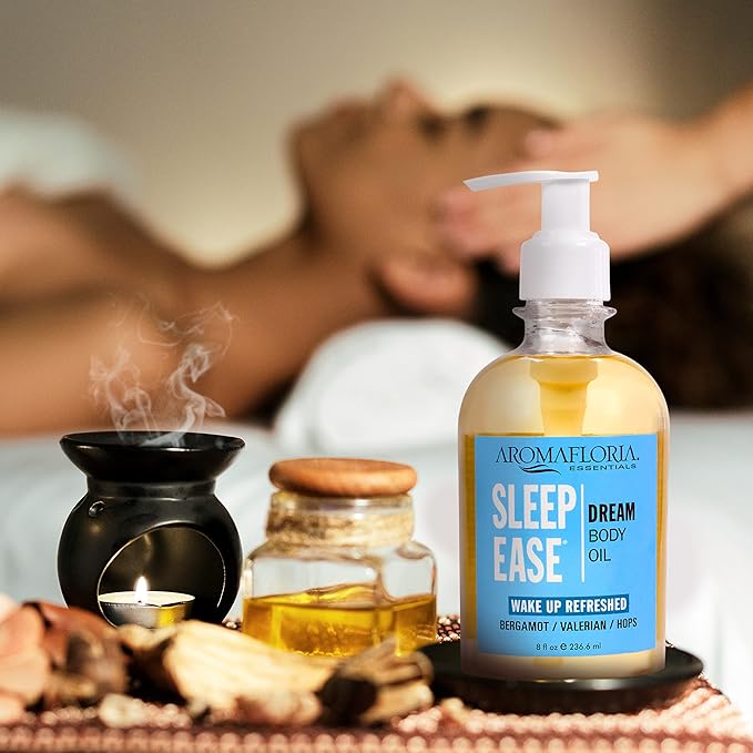 Sleep Ease Dream Body Oil, Bergamot/Valarian/Hops, Best Body Massage Oil for Men & Women, 8.0 FL Oz Bottle…