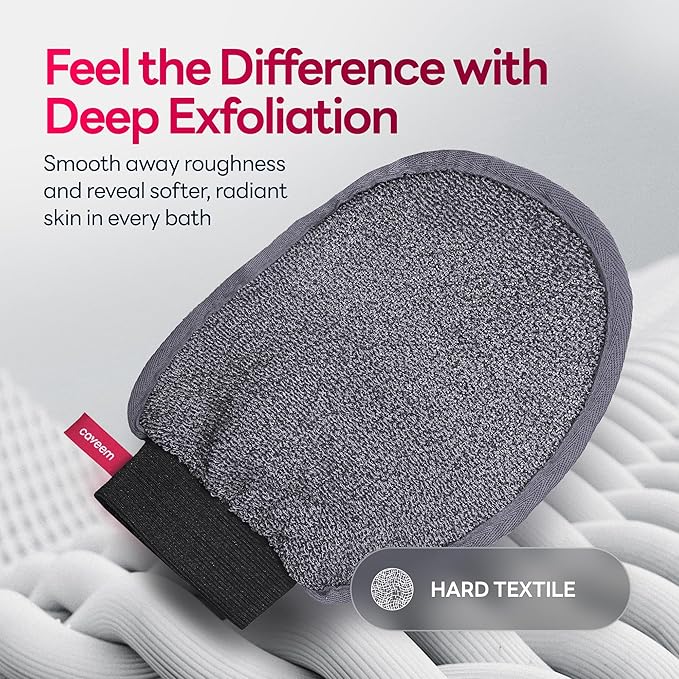 Caveem's Exfoliating Glove (2 Pack) & Soft Soap Bag (2 Pack) – Deep and Gentle Exfoliation for Remove Dead Skin