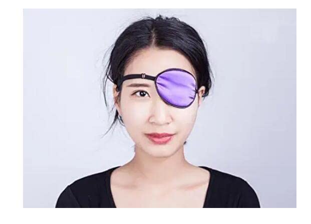 Adults Eye Patch Silk Single Eye Mask Amblyopia Corrected Visual Acuity Recovery Eye Patch Patch for Lazy Eye (Purple)