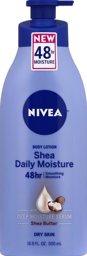 NIVEA Shea Nourish Body Lotion with Deep Nourishing Serum and Shea Butter, 48-Hour Moisturizing Body Lotion for Dry Skin, Nourishes and Smooths Dry Skin, 16.9 Fl Oz Pump Bottle